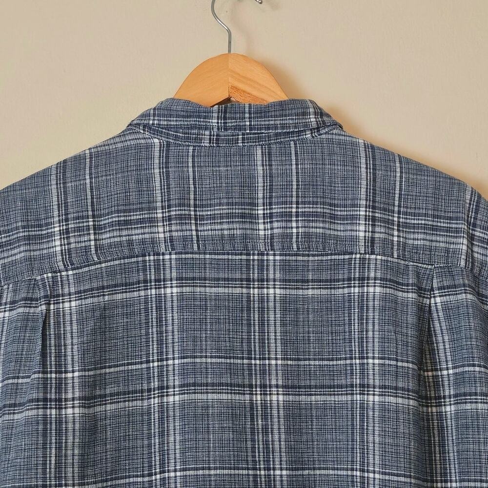 Weatherproof Vintage Linen Cotton‎ Shirt Men's Blue Plaid XL Coastal Grandpa - Picture 9 of 11
